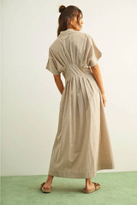 Miou Muse - Lilly Striped Button-front Maxi Dress