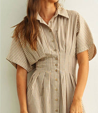 Miou Muse - Lilly Striped Button-front Maxi Dress