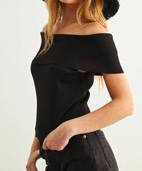 Miou Muse - Misty Grey Off Shoulder Top