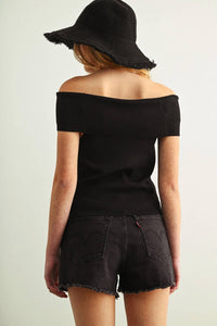Miou Muse - Misty Grey Off Shoulder Top