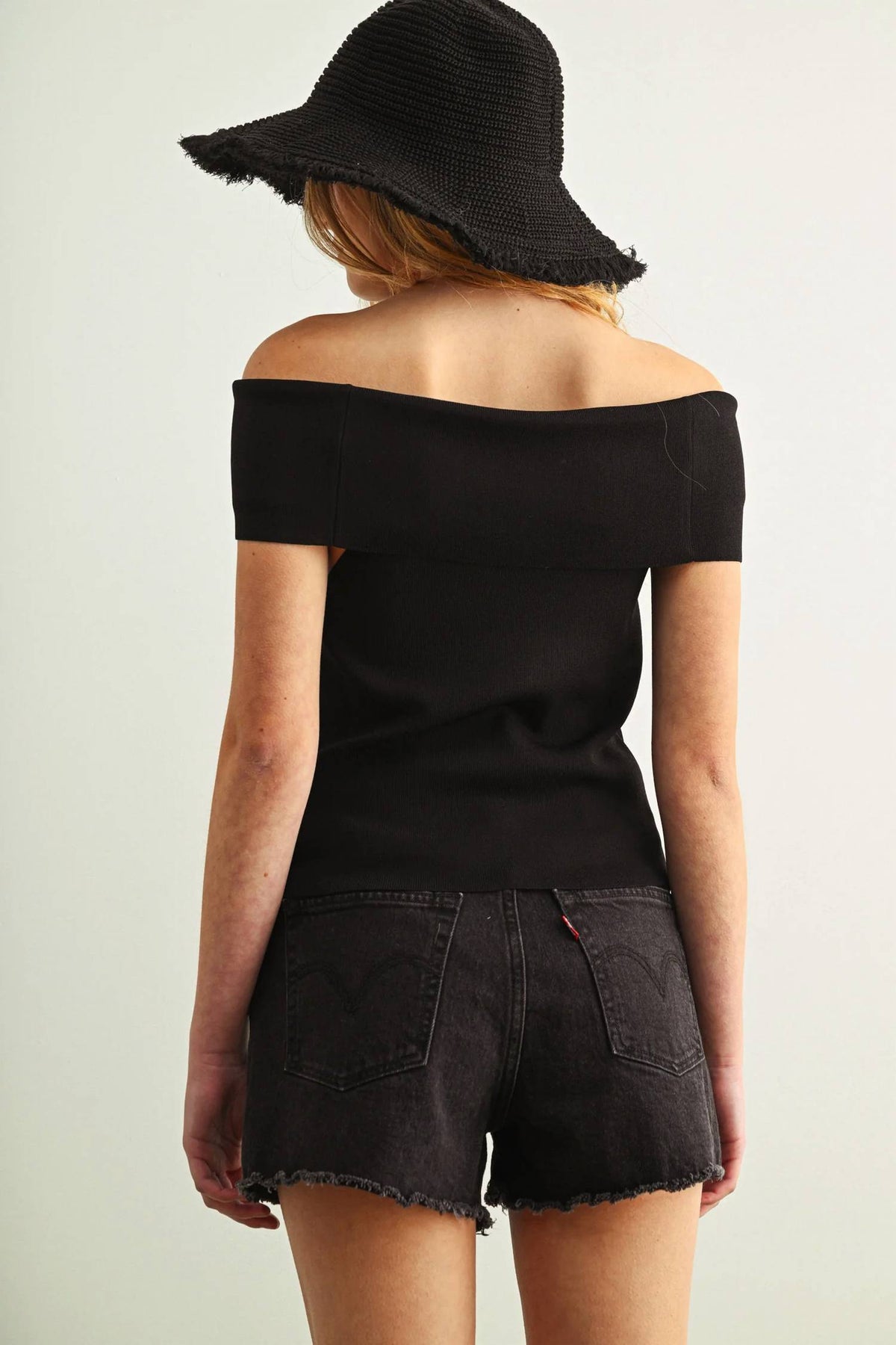 Miou Muse - Misty Grey Off Shoulder Top