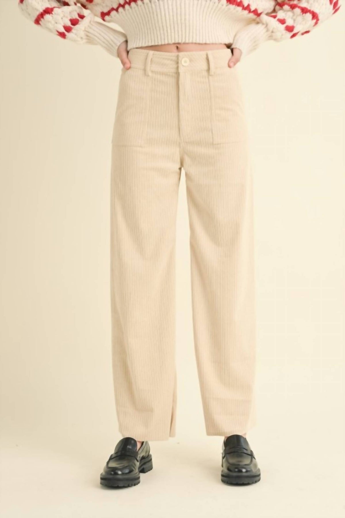 Miou Muse - Mixed Corduroy With Pocket Pants