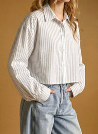 Miou Muse - Pin Stripe Button Down Top