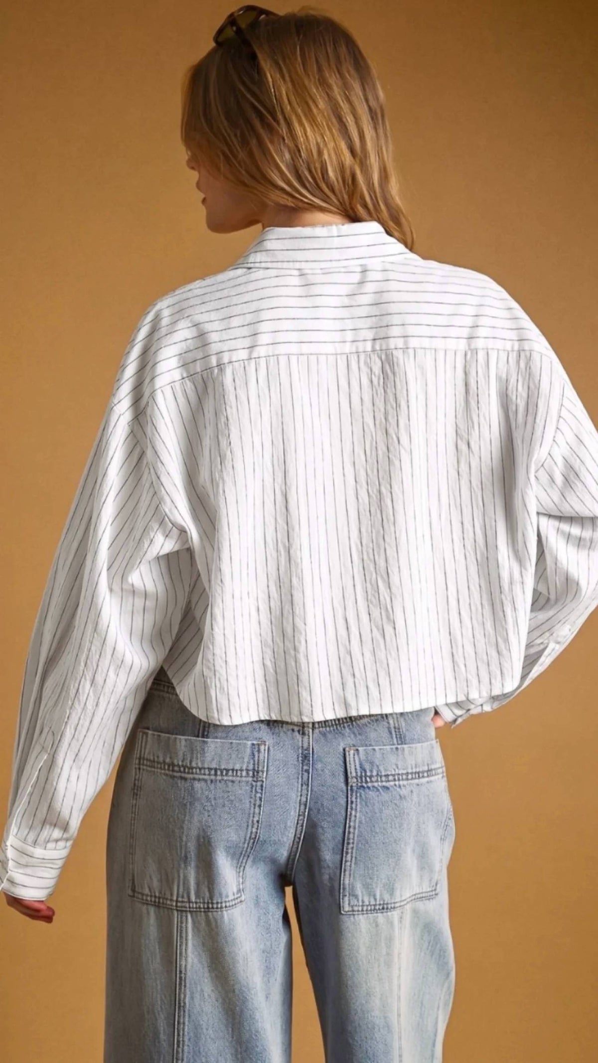 Miou Muse - Pin Stripe Button Down Top