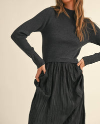 Miou Muse - Shay Sweater Combo Maxi Dress