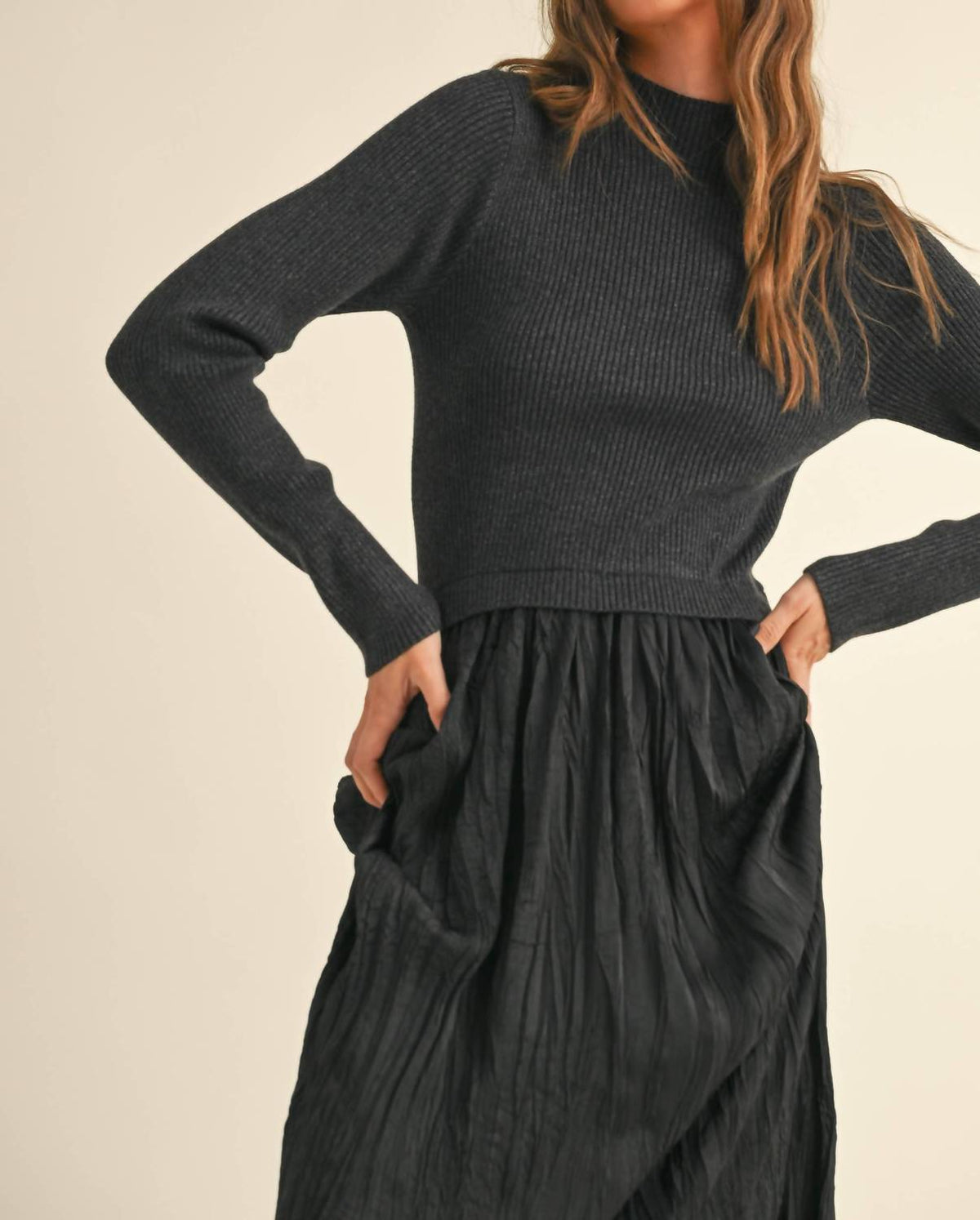 Miou Muse - Shay Sweater Combo Maxi Dress