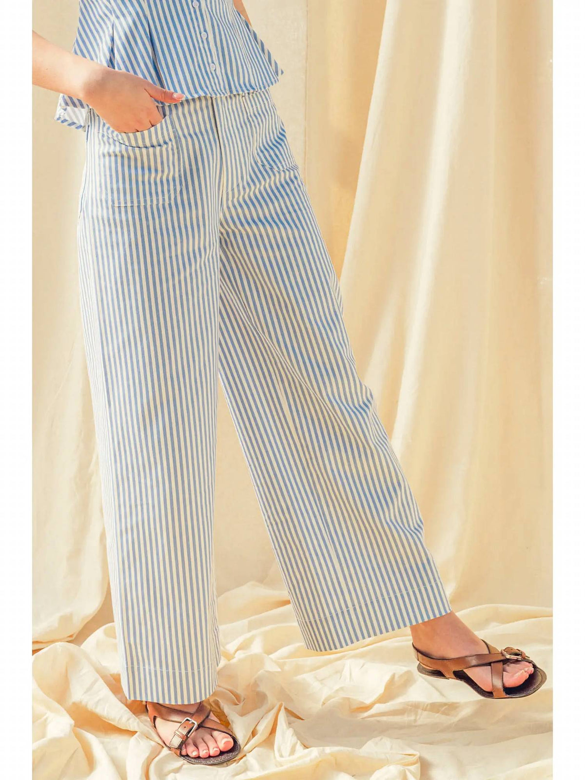 Miou Muse - Stripe Strech Fabric Pocket Front Pants
