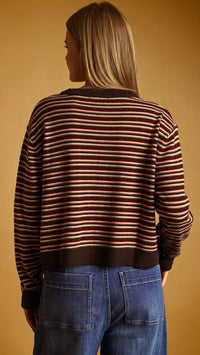 Miou Muse - Striped Round Neck Knit Top