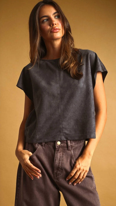 Miou Muse - Suede Boxy Top