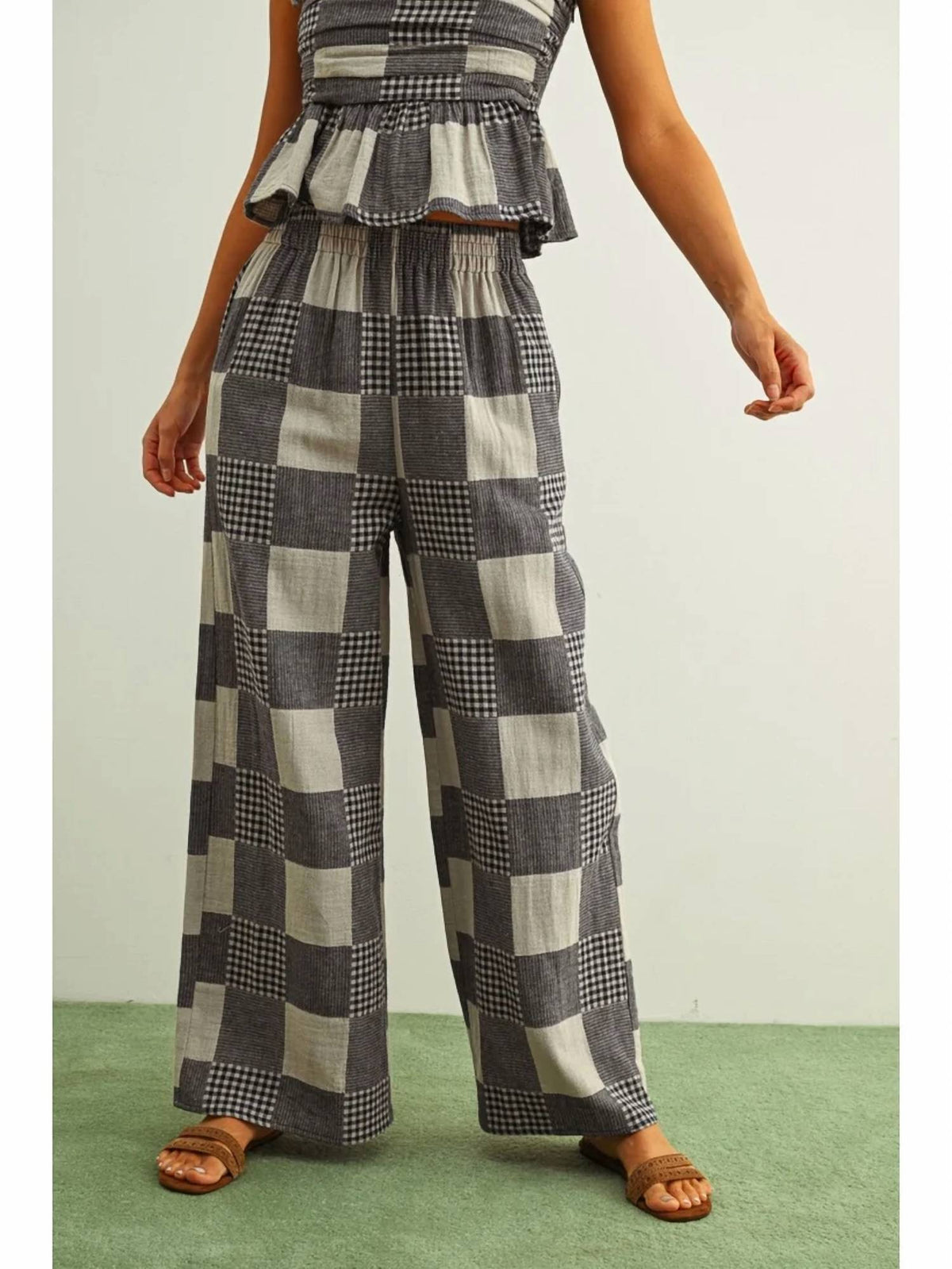 Miou Muse - Wide Leg Patch Pants