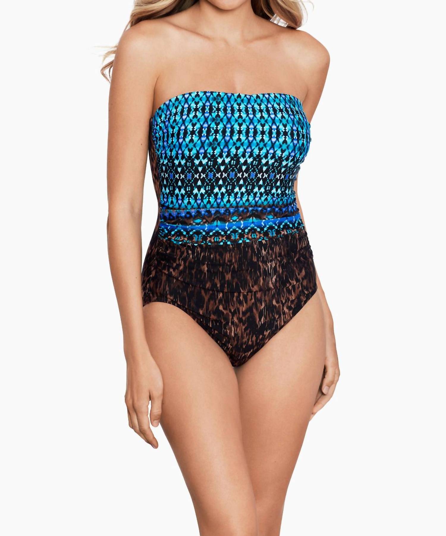 Miraclesuit - Long Torso Avanti One Piece Swimsuit - blue - clothing - nylon - blend