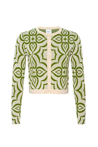 Misa Los Angeles - Pansy Jacquard Knit Cardigan - cardigans - clothing - green