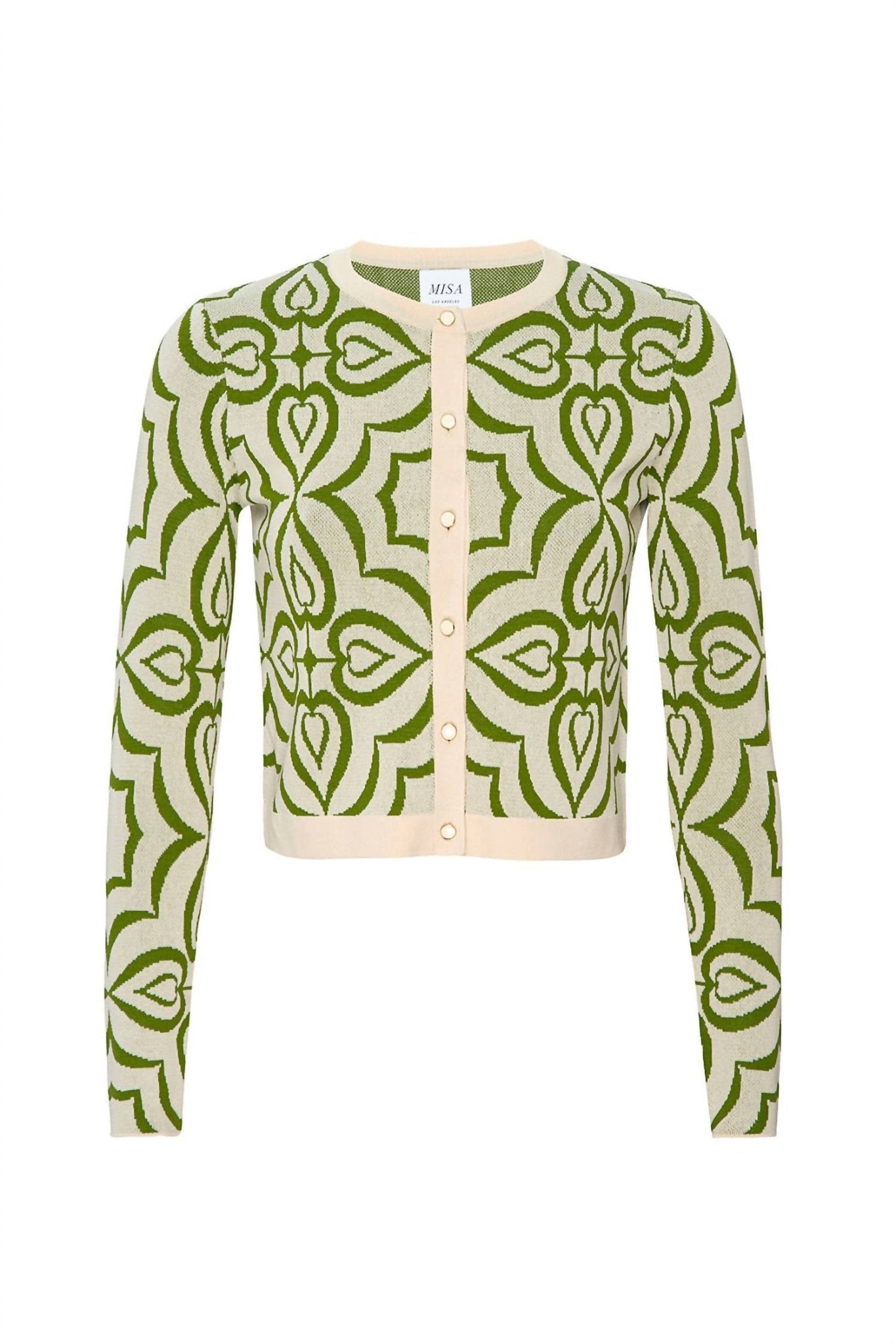 Misa Los Angeles - Pansy Jacquard Knit Cardigan - cardigans - clothing - green