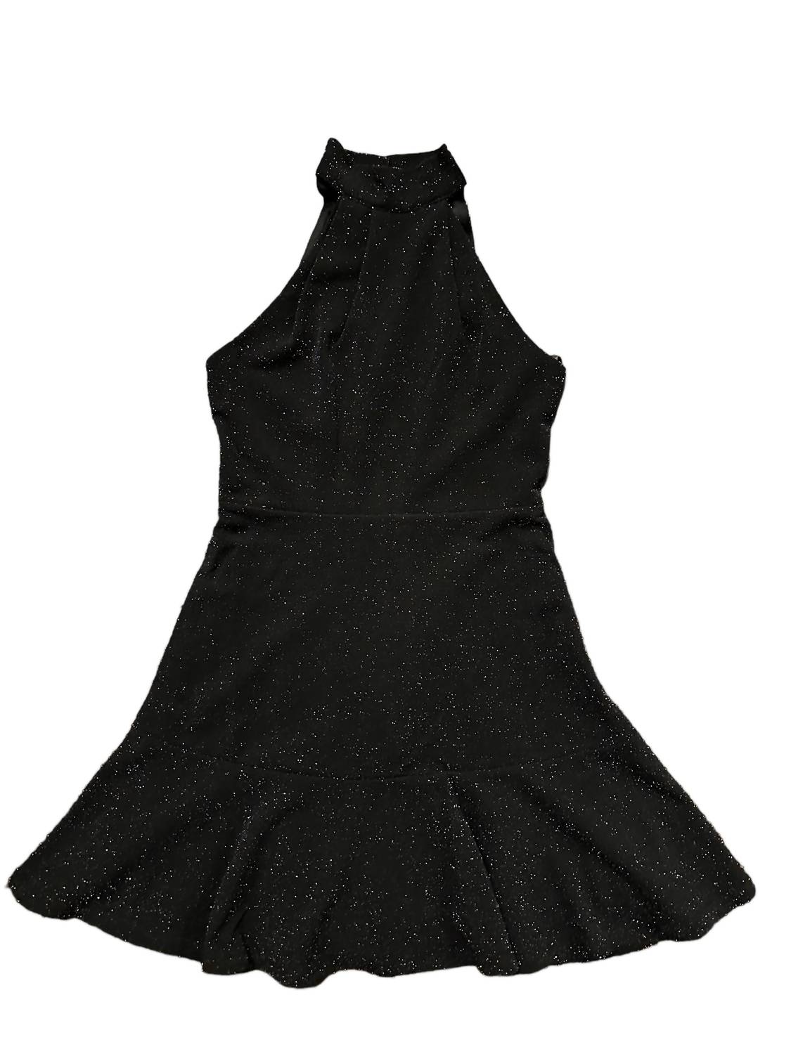 Miss Behave Girls - Girl's High Neck Shimmer Dress - black - casual - clothing