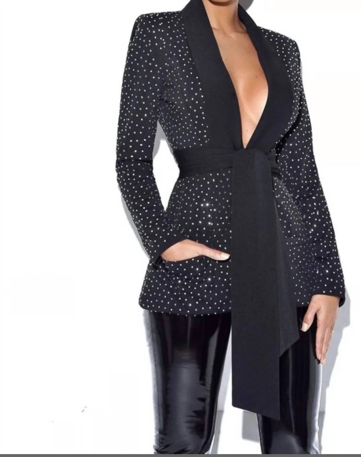 Miss Circle - Crystal Embellished Blazer Jacket
