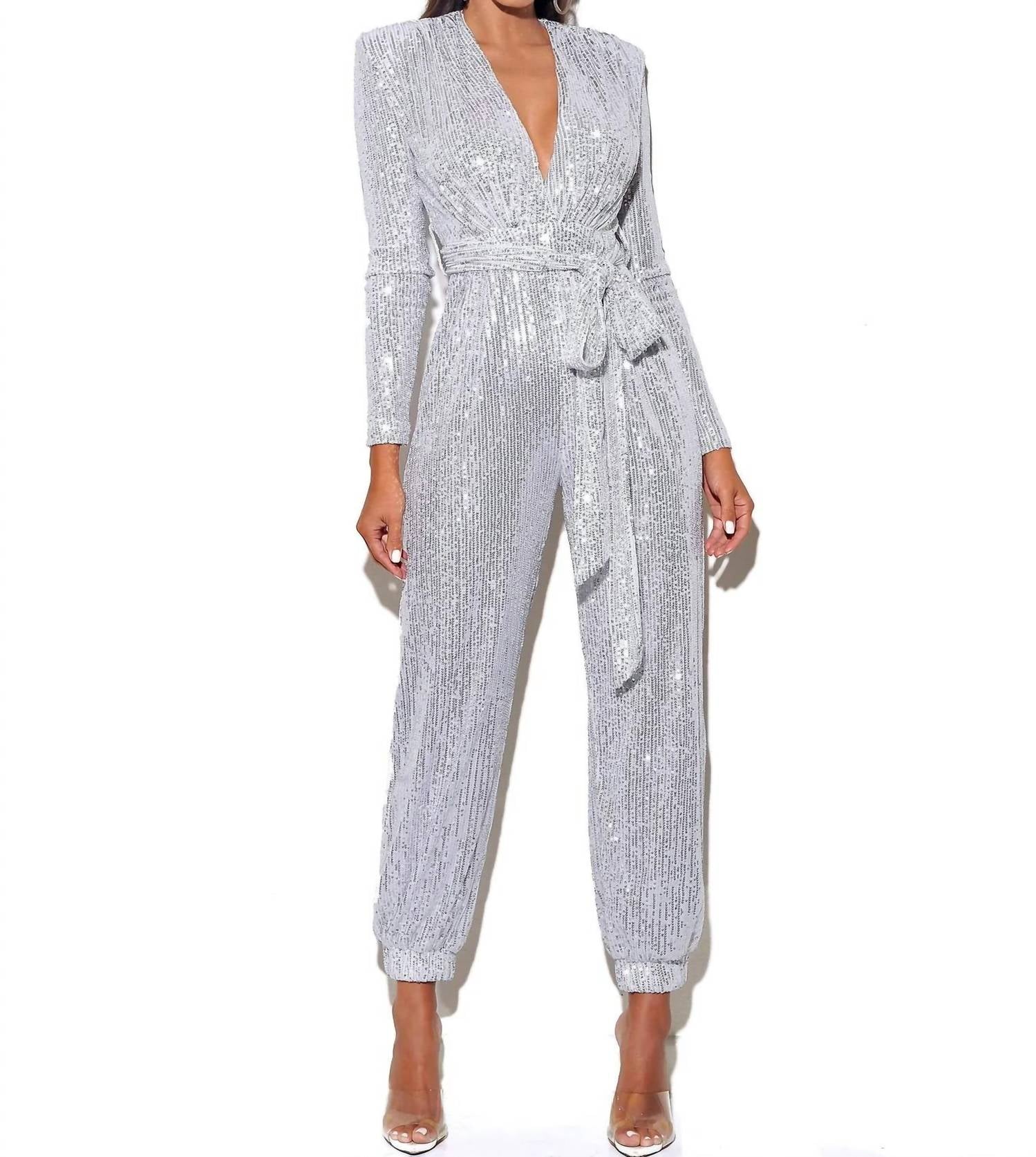 Miss Circle - Sequined Jumpsuit - ankle - clothing - cropped