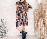 Miss Me - Women's Sleeve Dress - brown - clothing - dresses