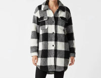 Miss Sparkling - Sherpa Plaid Long Coat