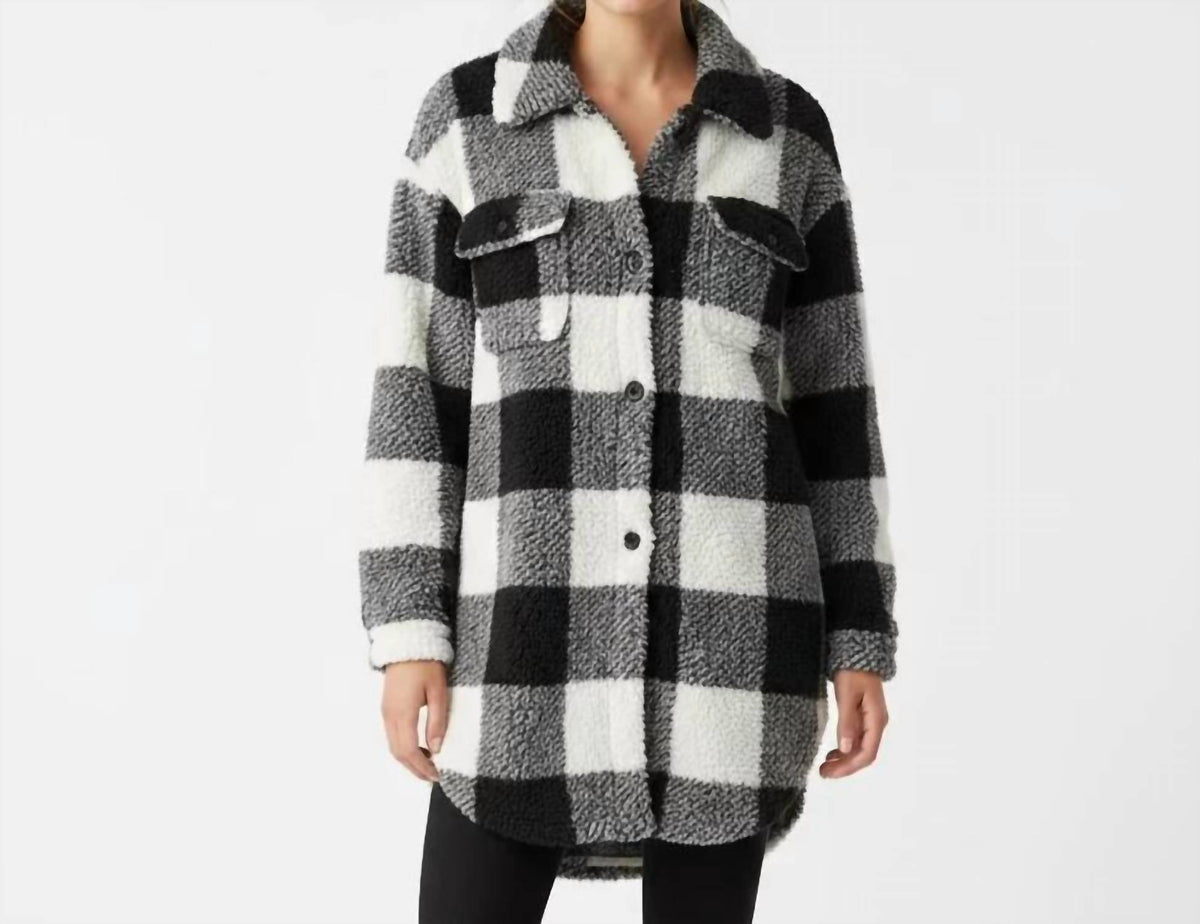 Miss Sparkling - Sherpa Plaid Long Coat