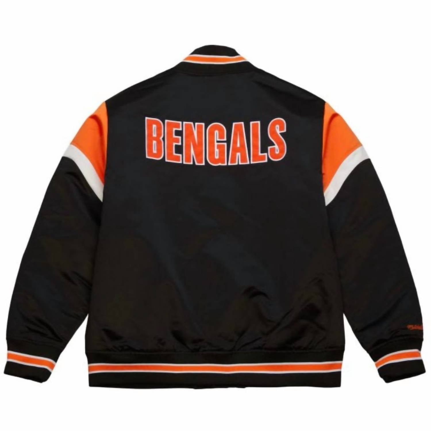 Mitchell & Ness - Unisex Nfl Cincinnati Bengals Heavyweight Satin Jacket - black - bomber - clothing