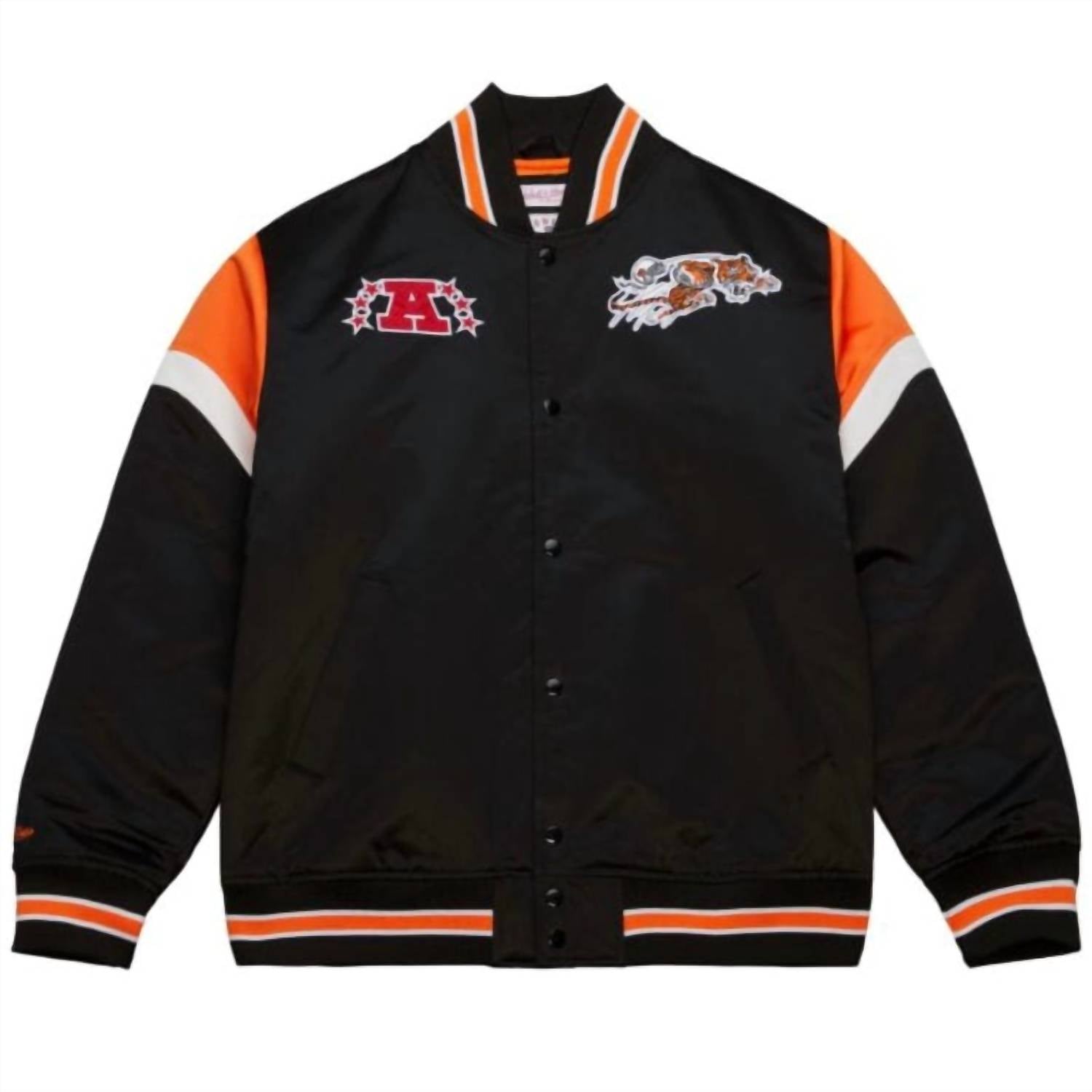 Mitchell & Ness - Unisex Nfl Cincinnati Bengals Heavyweight Satin Jacket - black - bomber - clothing