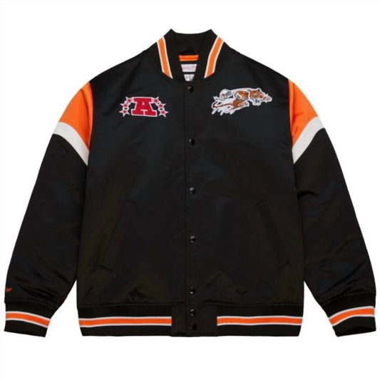 Mitchell & Ness - Unisex Nfl Cincinnati Bengals Heavyweight Satin Jacket - black - bomber - clothing