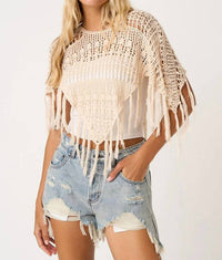 Mittoshop - Boho Crochet Fringe Poncho Top