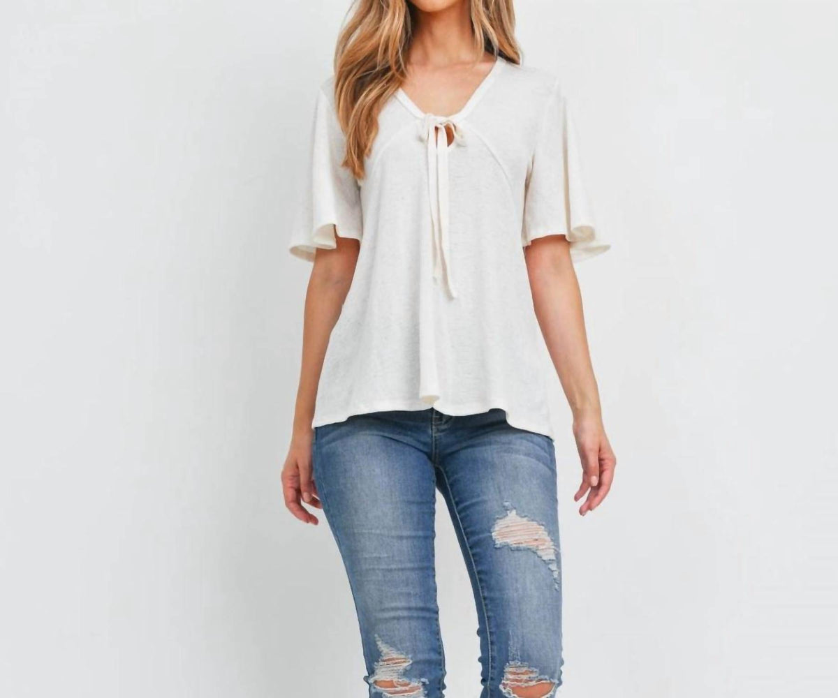 Mittoshop - Flutter Sleeve Tie Front Top