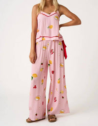 Mittoshop - Fruit Print Cami And Wide Leg Pants Set