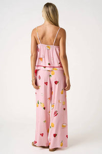 Mittoshop - Fruit Print Cami And Wide Leg Pants Set