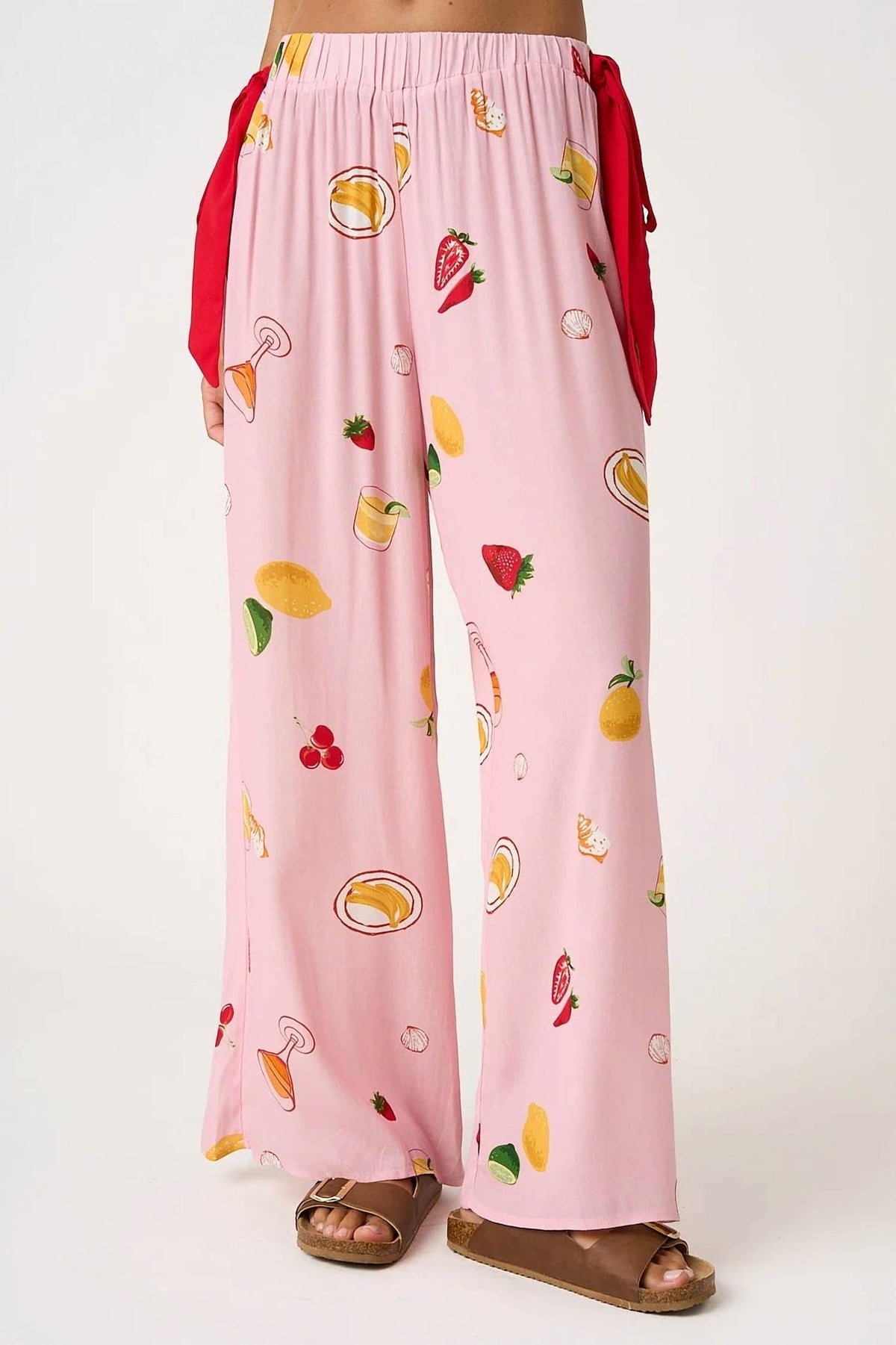 Mittoshop - Fruit Print Cami And Wide Leg Pants Set