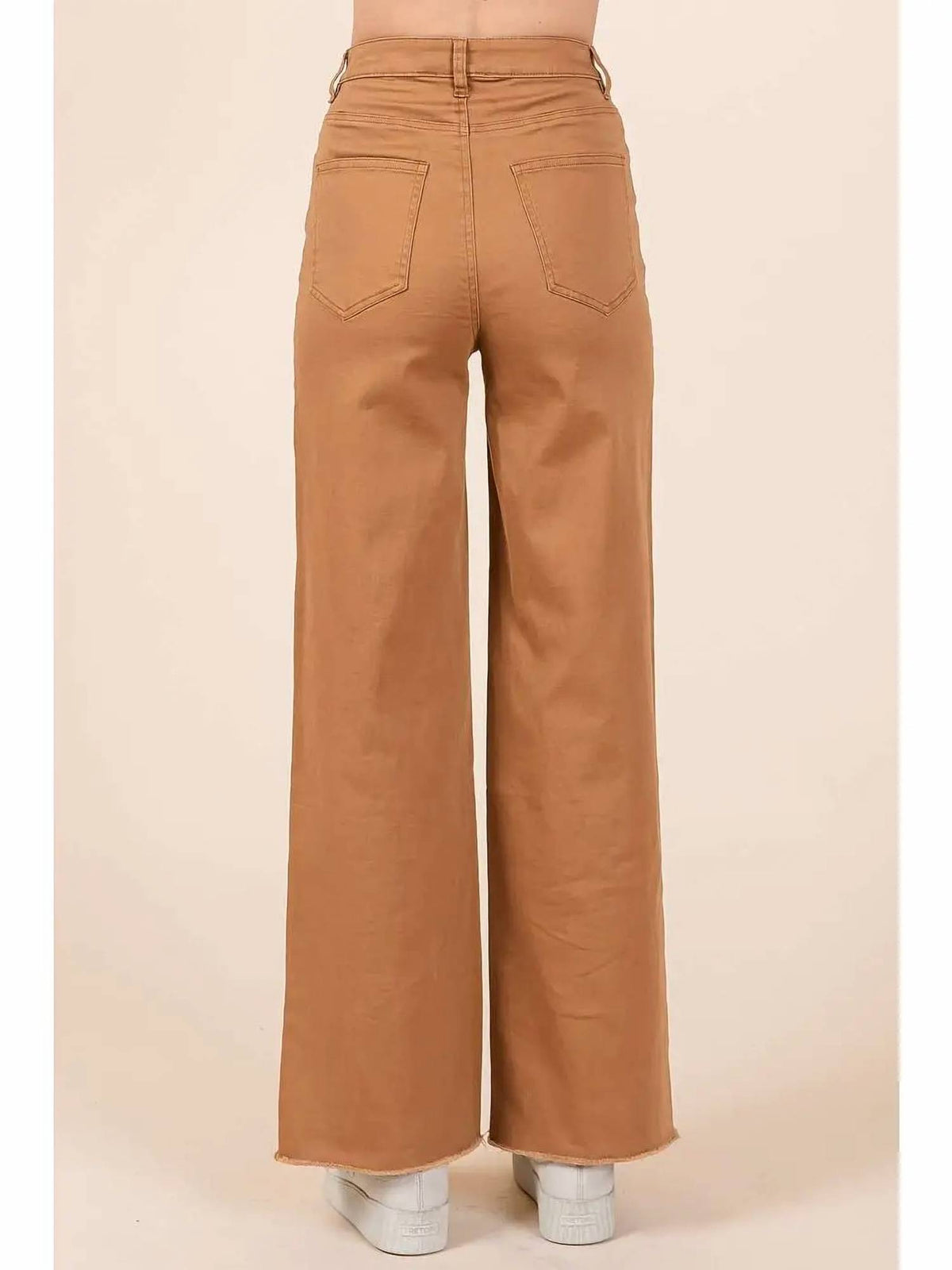 Mittoshop - High Waisted Button Fly Wide Leg Pants