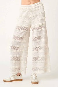Mittoshop - Lace Ruffle Wide Leg Pants
