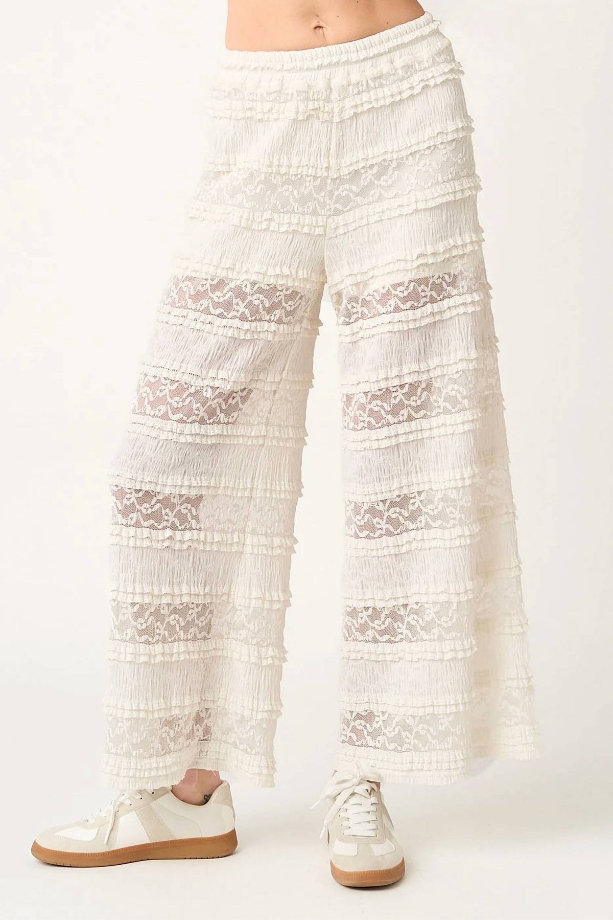 Mittoshop - Lace Ruffle Wide Leg Pants