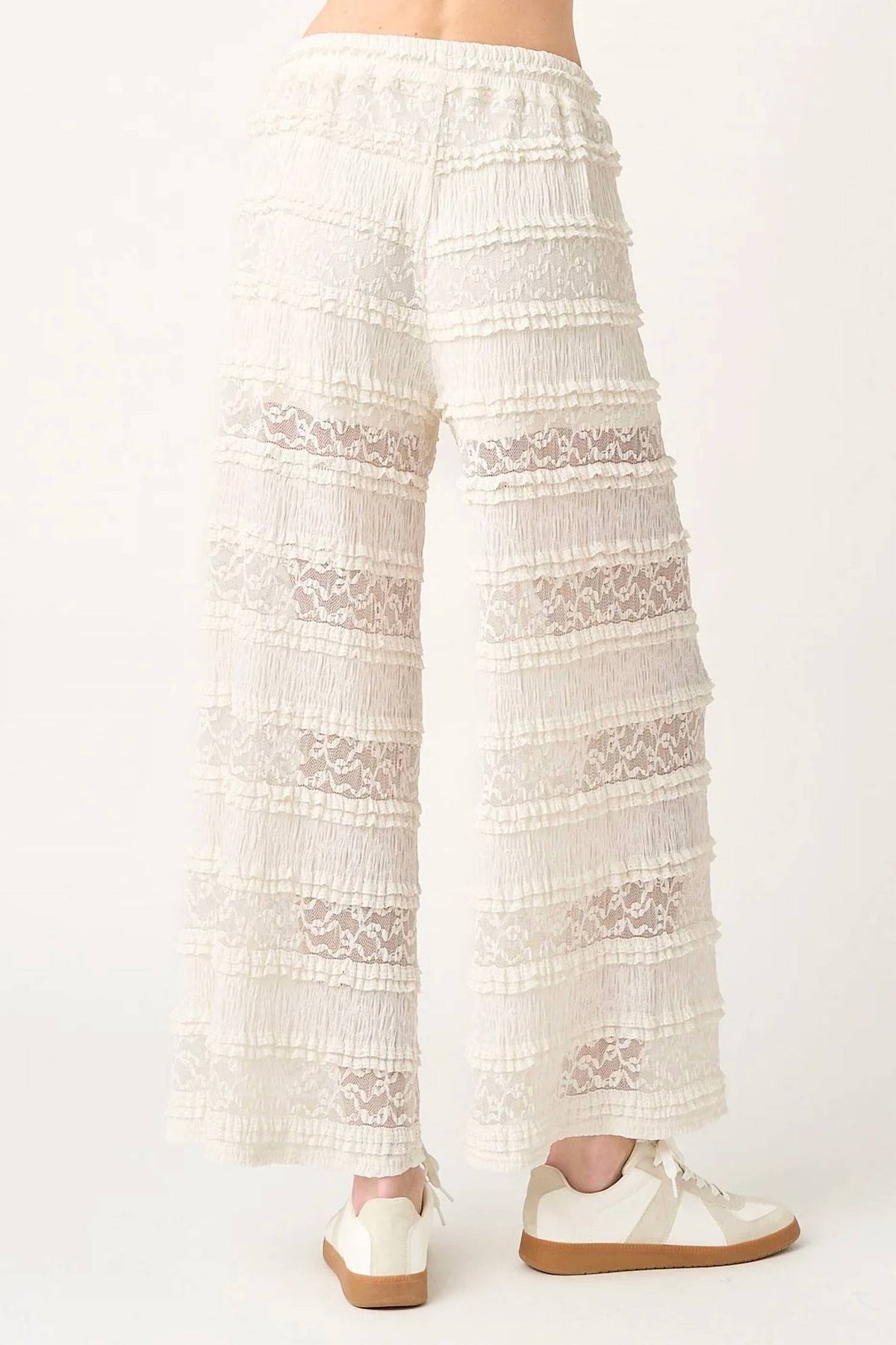 Mittoshop - Lace Ruffle Wide Leg Pants
