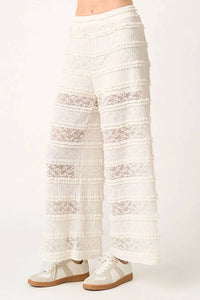 Mittoshop - Lace Ruffle Wide Leg Pants