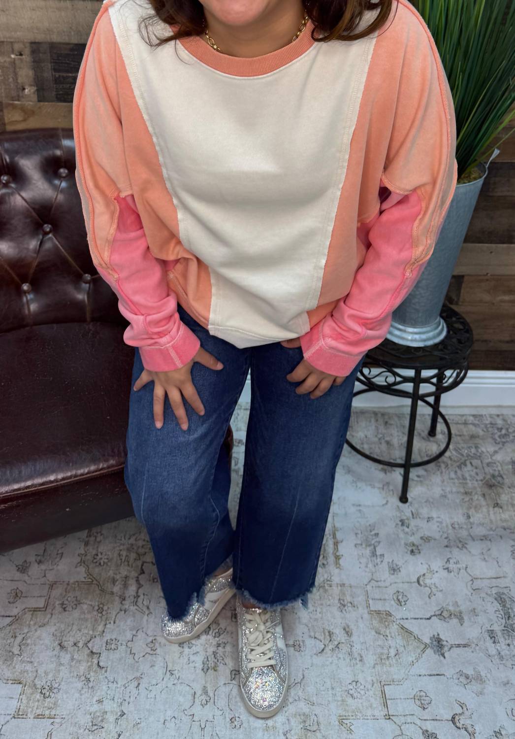 Mittoshop - Mix Long Sleeve Oversized Top