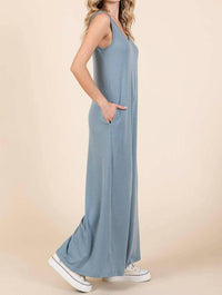 Mittoshop - Textile Scoopneck Wide Leg Jumpsuit