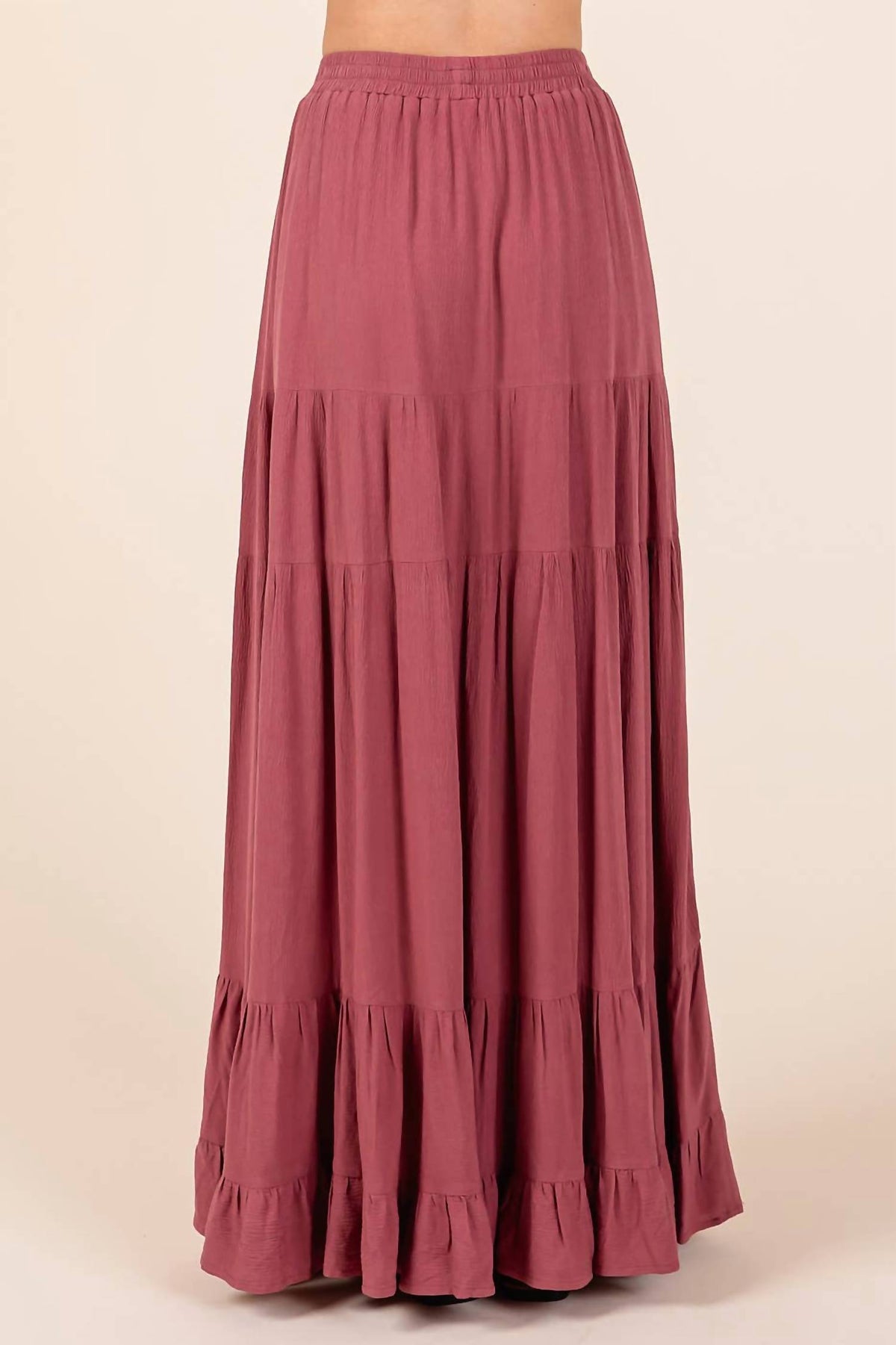Mittoshop - Tiered Flowy Elastic Waist Lined Maxi Skirt