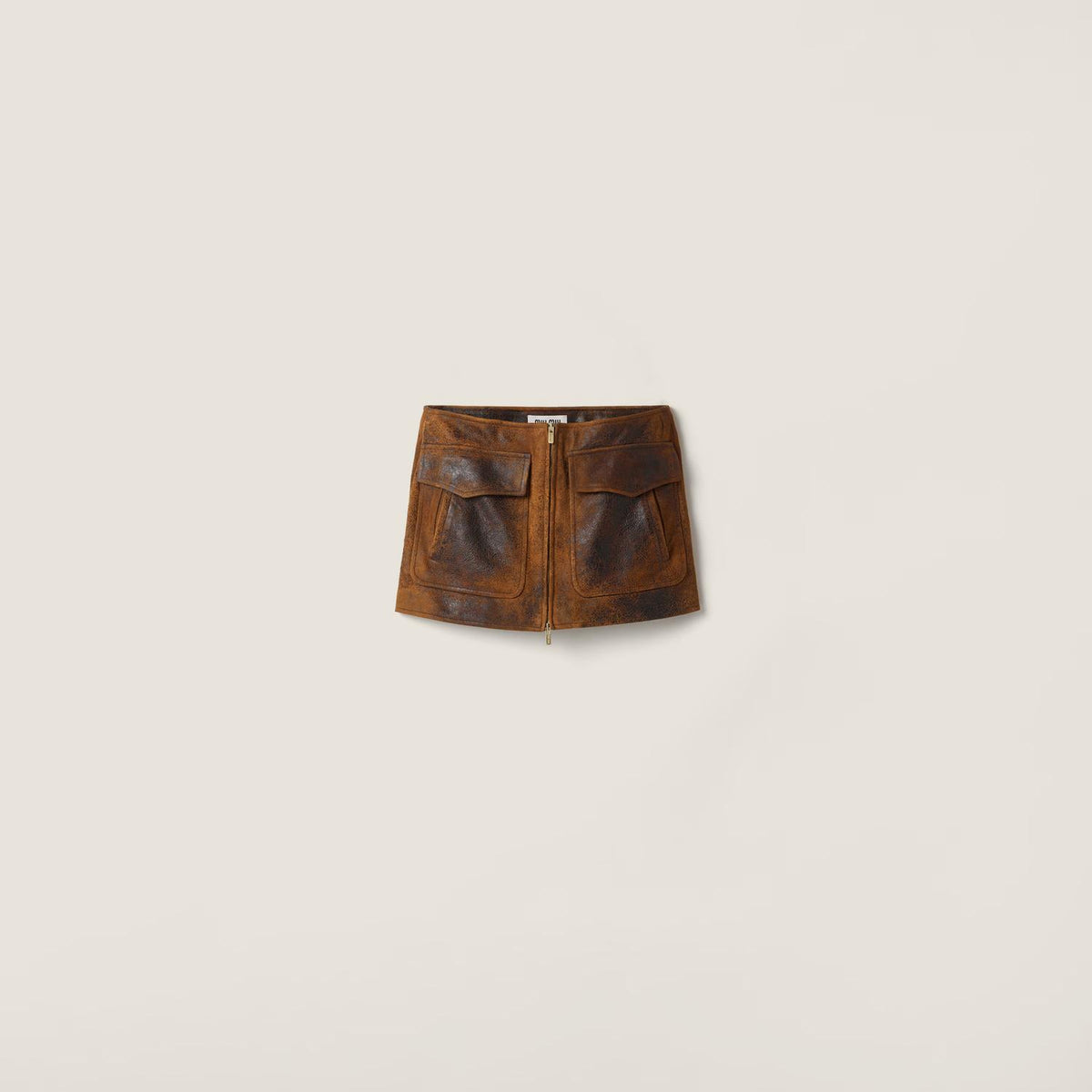 Miu Miu - Waxed Suede Leather Mini Skirt