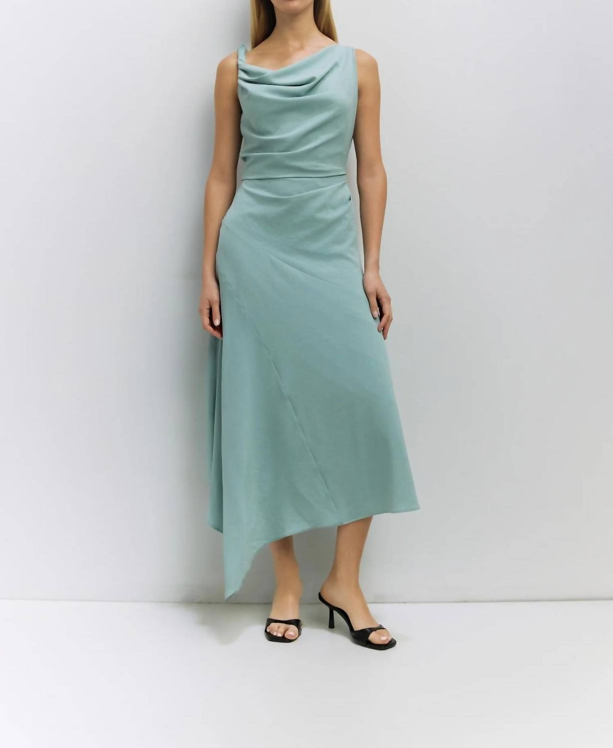 Mod Ref - Asymmetrical Cowl Neck Maxi Dress