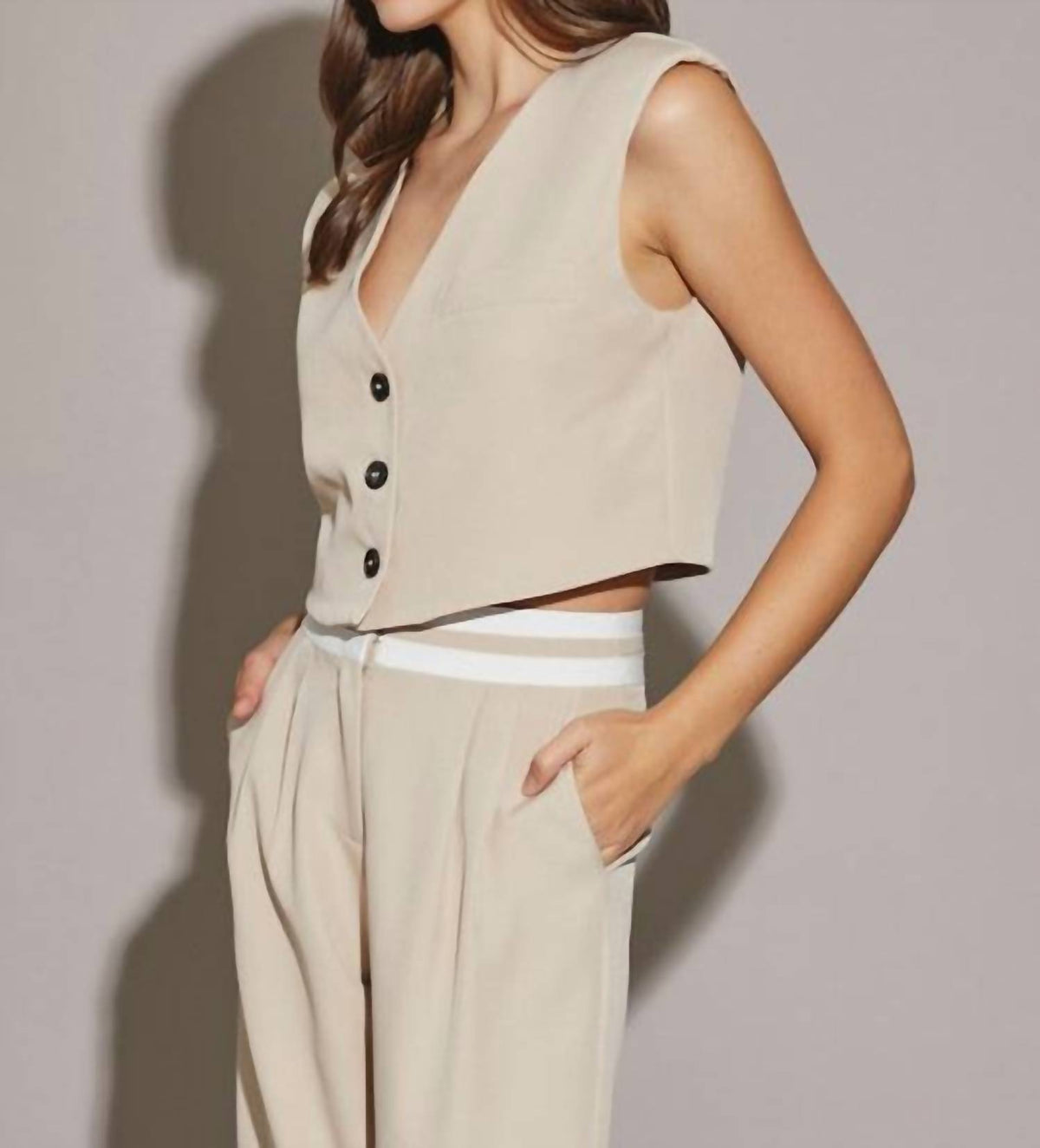 Moda Borboleta - Vest & Wide Leg Pants Set