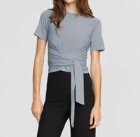 Modern Citizen - Jude Cropped Tie - front Top - clothing - crop - tops - grey
