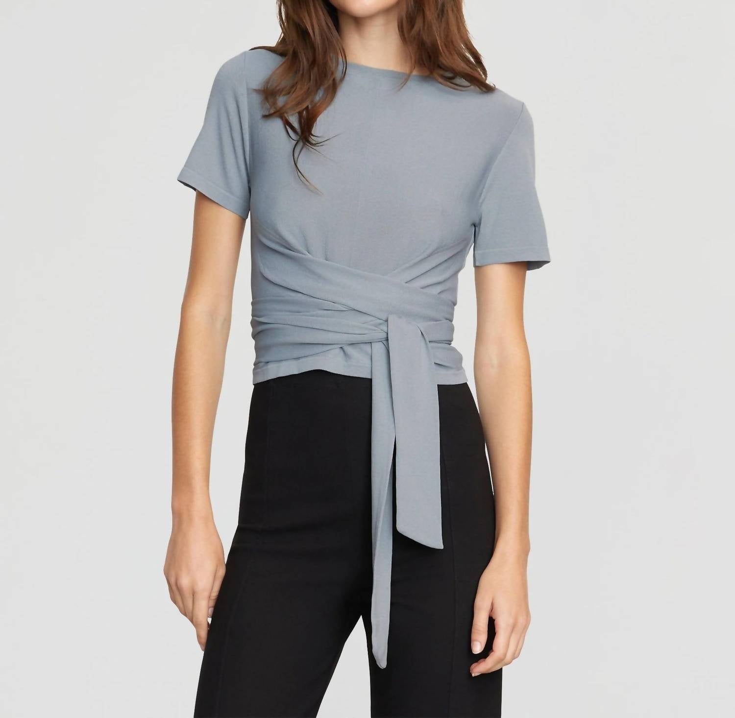 Modern Citizen - Jude Cropped Tie - front Top - clothing - crop - tops - grey