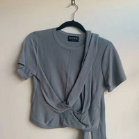 Modern Citizen - Jude Cropped Tie - front Top - clothing - crop - tops - grey