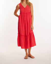 Mododoc - Button Front Tiered Midi Tank Dress - clothing - cotton - dresses