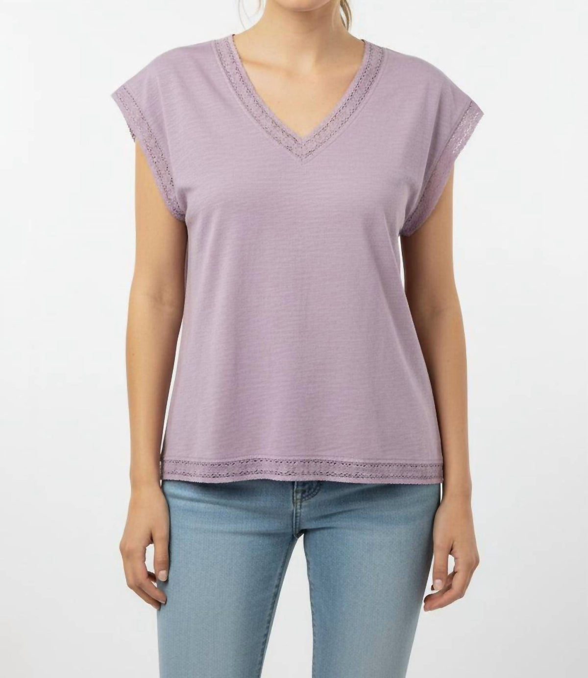 Mododoc - Dolman Lace Trim Tee