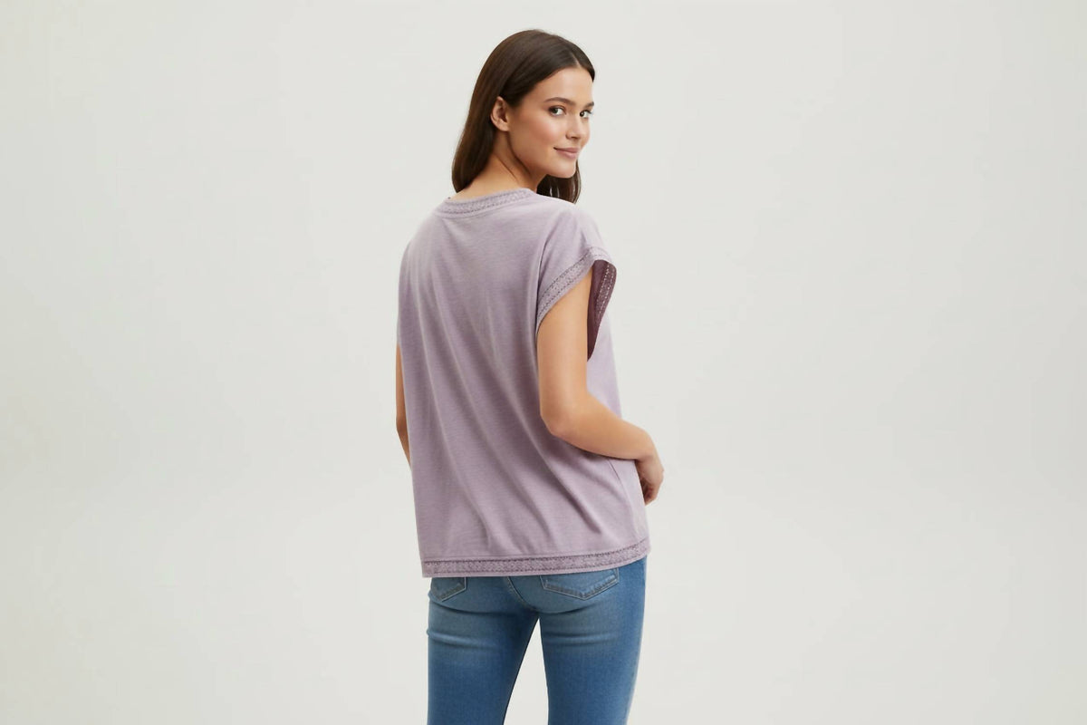 Mododoc - Dolman Lace Trim Tee