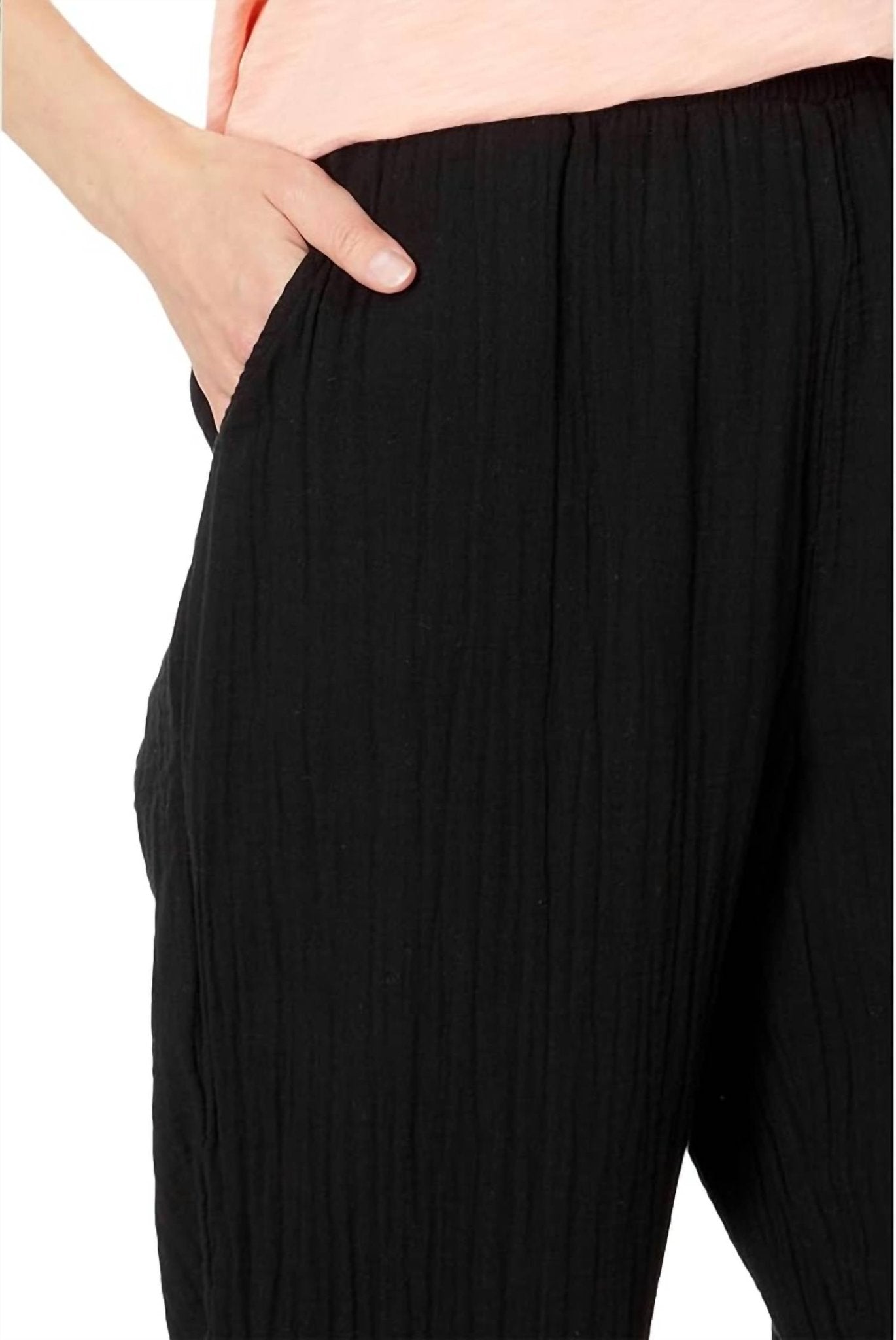 Mododoc - Easy Fit Crop Trouser - black - clothing - cotton