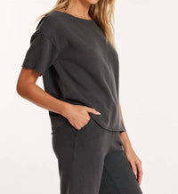 Mododoc - Elbow Sleeve Boatneck Boxy Top